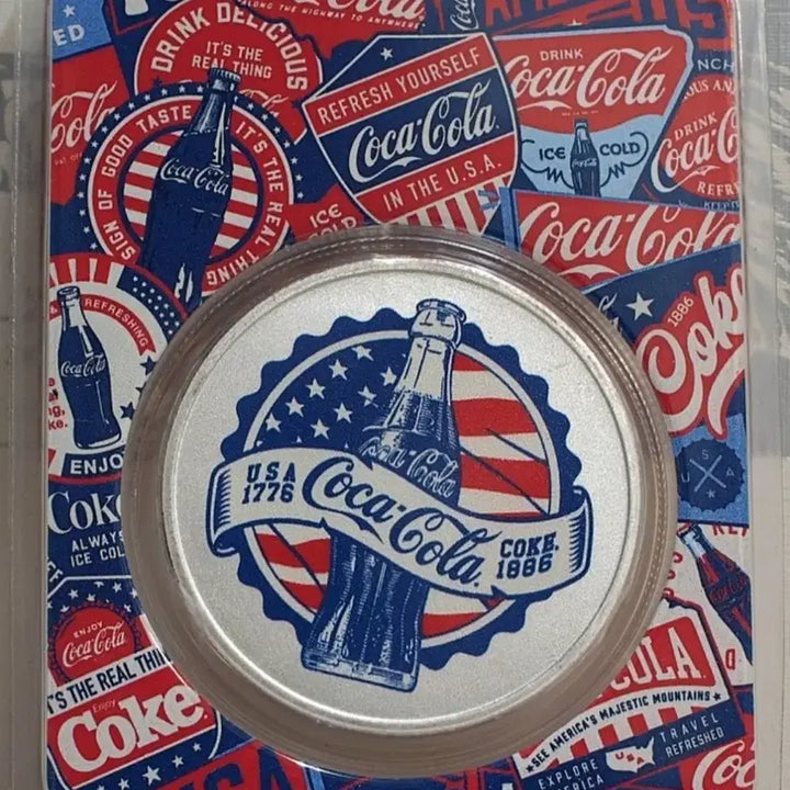 [BUNJANG] Coca-Cola USA 1oz Silver Colorized Americana Coin / 코카콜라 USA 1온스 실버 컬러라이즈드 아메리카나