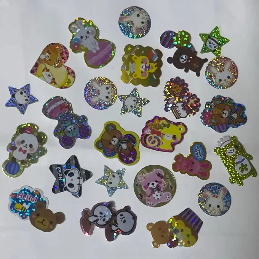 [BUNJANG] Japanese Vintage Mini Glitter Sticker Set (25 Varieties) / 일본 고전 미니 반짝이 스티커 25종