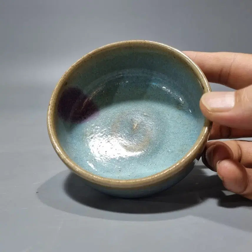 [BUNJANG] Goryeo Celadon "Cheongnam" Glazed Tea Bowl with Red Spots / 균요 청람유 홍반 다완. 지름9 높이 4.7