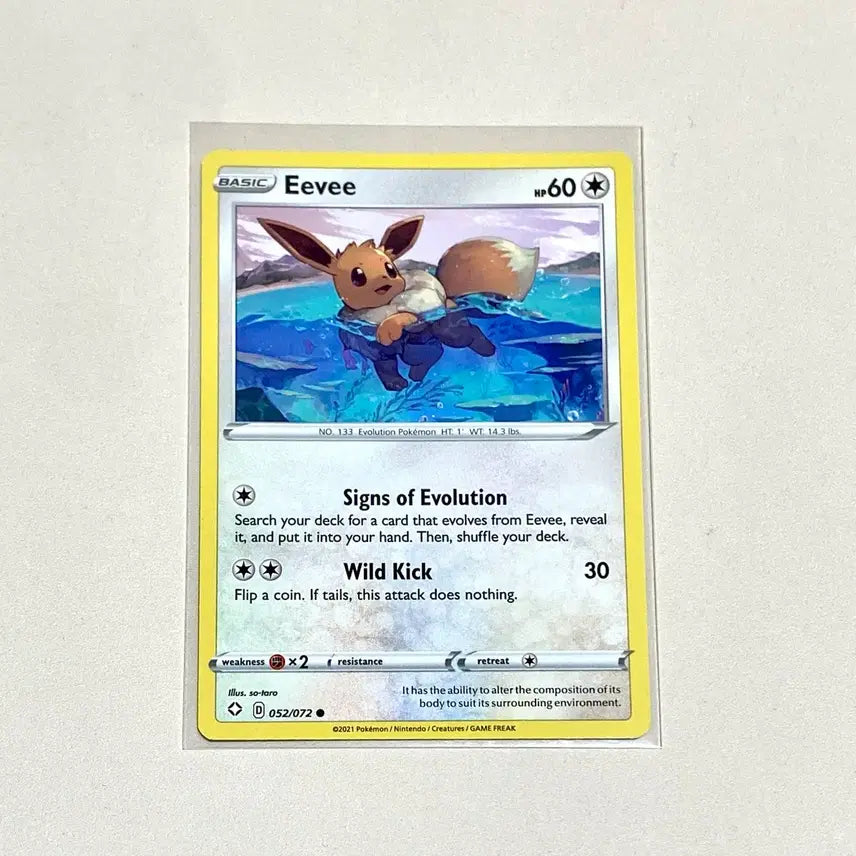 [BUNJANG] North American Sword &amp; Shield Eevee (English Version) Pokemon Card / (포켓몬카드) 북미 소드실드 수영 이브이 (영판, 영어판)