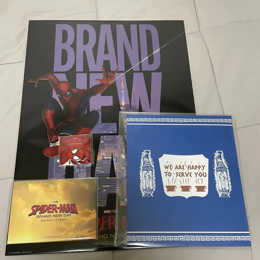 [BUNJANG] Spider-Man 4-Item Bundle: PET Poster, Film, Letter Set, and Badge / 4종 일괄)스파이더맨 pet포스터+필름+편지+뱃지