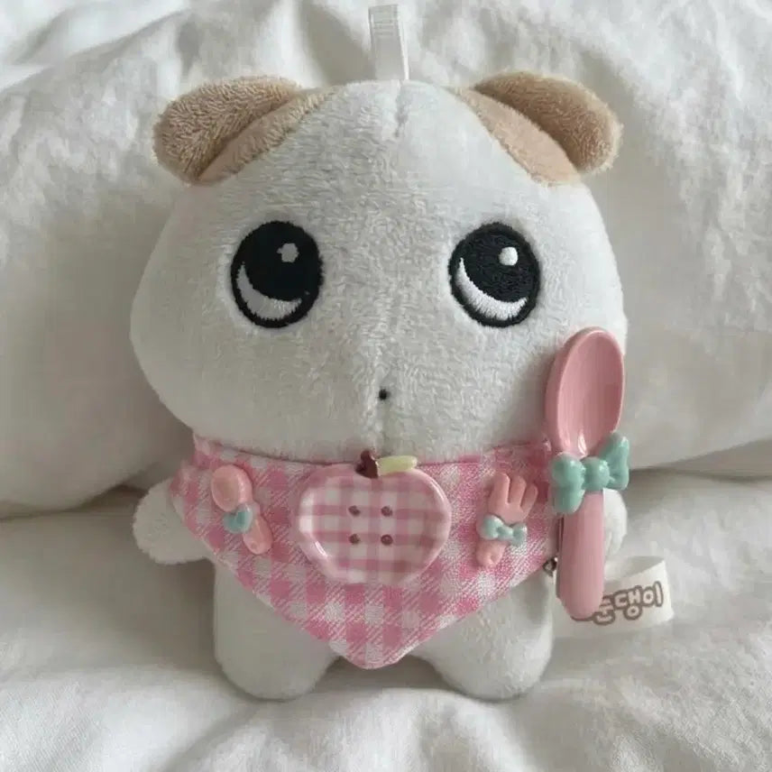 [BUNJANG] Pink Baby Bib and Spoon Pin Set for Dolls / 새상품 인형 턱받이, 인형옷 솜인형옷 세트