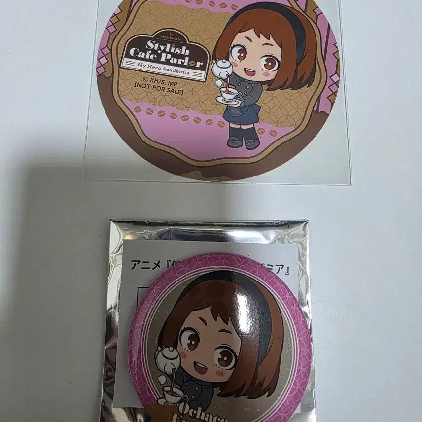 [BUNJANG] My Hero Academia Ani-mate Collaboration Cafe Ururaka Ochako Can Badge &amp; Coaster Bundle Set / 나의 히어로 아카데미아 나히아 2026 애니메이트 콜라보 카페 stylish cafe parlor 우라라카 오챠코 캔뱃지 코스터 일괄