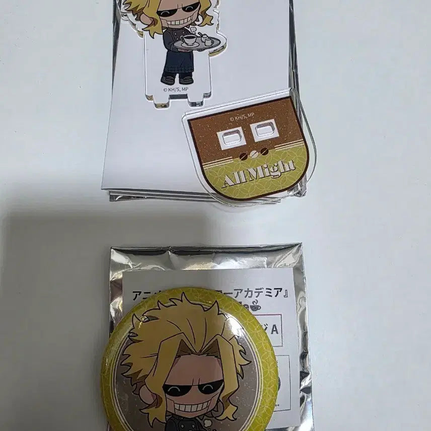 [BUNJANG] My Hero Academia All Might Mini Acrylic Stand &amp; Can Badge Bundle / 나의 히어로 아카데미아 나히아 2026 애니메이트 콜라보 카페 stylish cafe parlor 올마이트 미니 아크릴 스탠드 캔뱃지 일괄