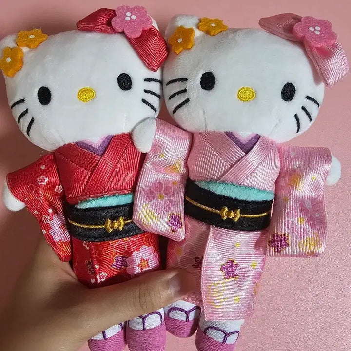 [BUNJANG] Hello Kitty Kimono Ver. Plush Doll Set (Red/Pink) / 키티 인형 기모노 ver. (빨강/분홍) 일괄 세트가격