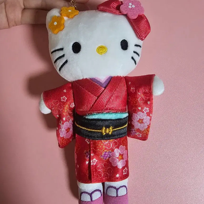 [BUNJANG] Hello Kitty Kimono Ver. Plush Doll Set (Red/Pink) / 키티 인형 기모노 ver. (빨강/분홍) 일괄 세트가격