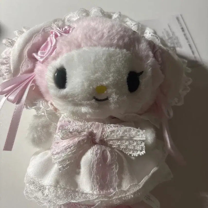 [BUNJANG] Sanrio My Melody White Frill Plush Keychain / 산리오 마이멜로디 화이트프릴 인형 키링