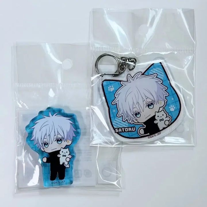 [BUNJANG] Jujutsu Kaisen Dakko Cat Hug Acrylic Block &amp; Keychain Set - Satoru Gojo / 주술회전 닷코 고양이 허그 안아주기 아크릴 블럭 키링 - 고죠 사토루