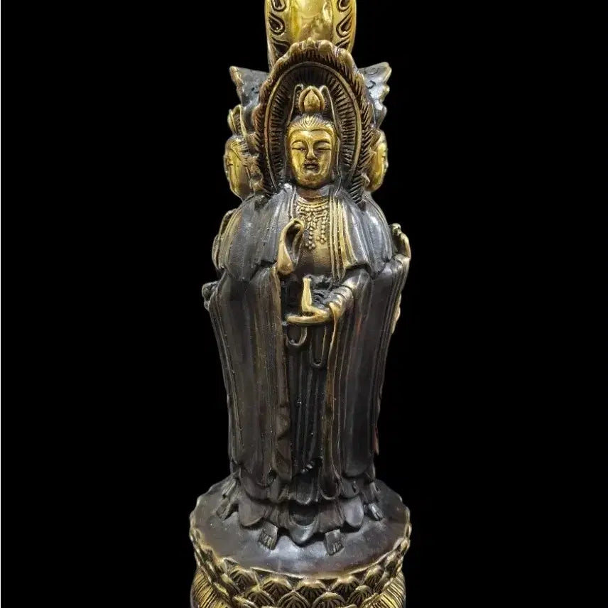 [BUNJANG] Qianlong Period Bronze Guanyin Bodhisattva Statue / 건륭년제 4면 동관세음보살상