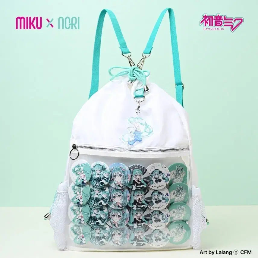 [BUNJANG] Hatsune Miku NORI Ita Bag Backpack Mint White / 하츠네 미쿠 이타백 백팩 짐색 가방 화이트 민트 노리 NORI 서브컬쳐