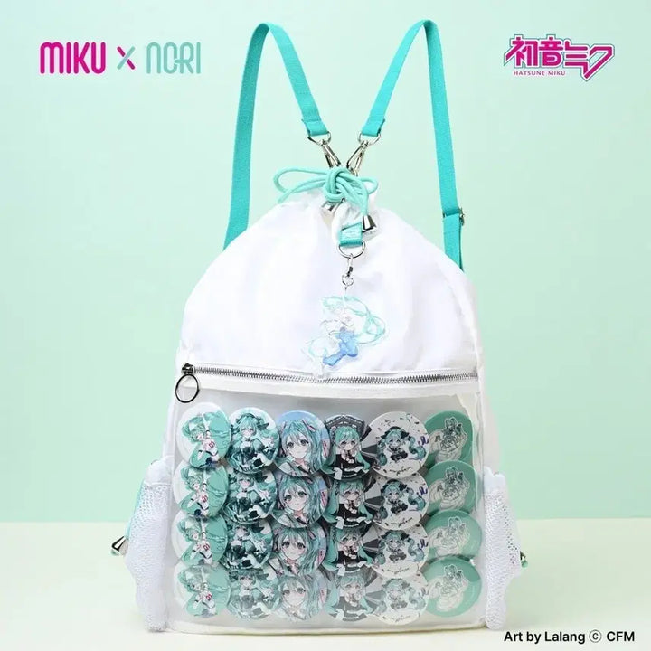 [BUNJANG] Hatsune Miku NORI Ita Bag Backpack Mint White / 하츠네 미쿠 이타백 백팩 짐색 가방 화이트 민트 노리 NORI 서브컬쳐