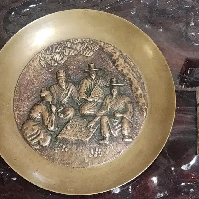 [BUNJANG] Korean Modern History Brass Art Plate / 국산 근대사골동품 놋쇠 작품접시