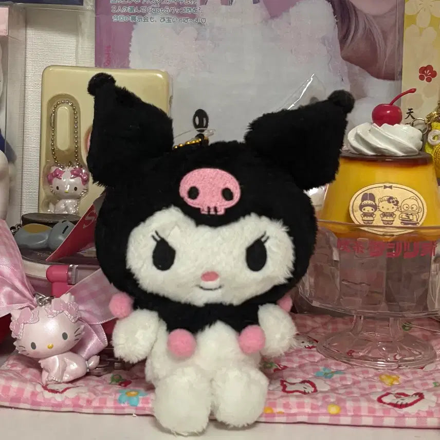 [BUNJANG] Sanrio Kuromi FuwaFuwa Mascot Doll Keychain Strap / 정품 쿠로미 인형 산리오 쿠로미 후와후와 산리오인형 키링 스트랩