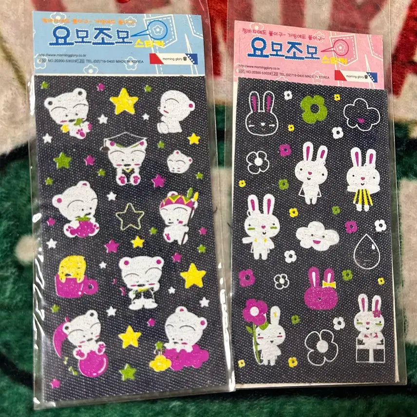 [BUNJANG] Morning Glory Blue Bear Baboo Denim Sticker / 고전문구 모닝글로리 블루베어 바부 데님 스티커