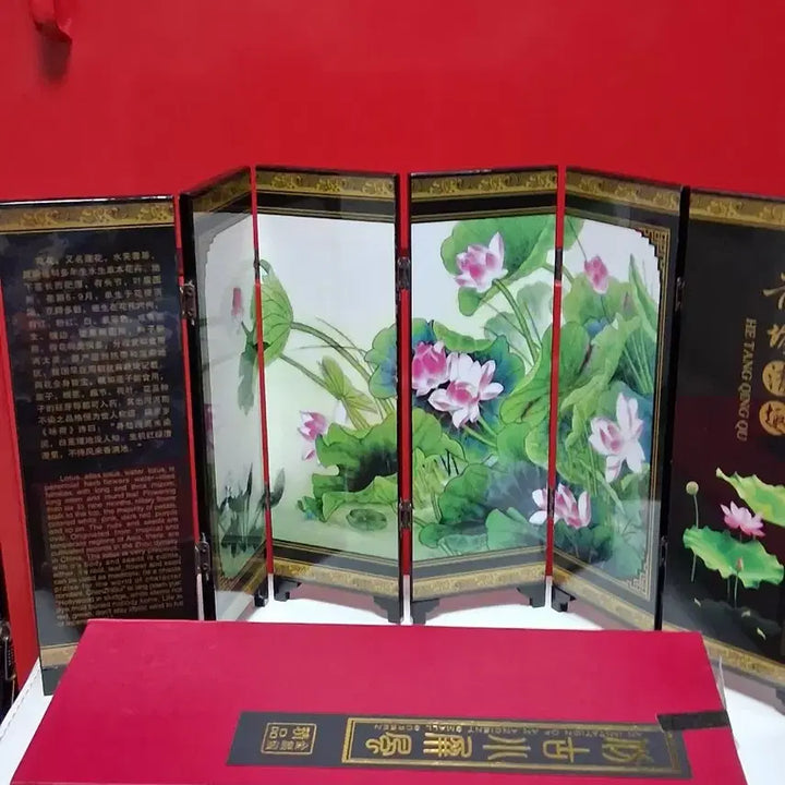 [BUNJANG] Miniature Folding Screen with Lotus Flower Design / 고급스러운 연꽃 미니 병풍