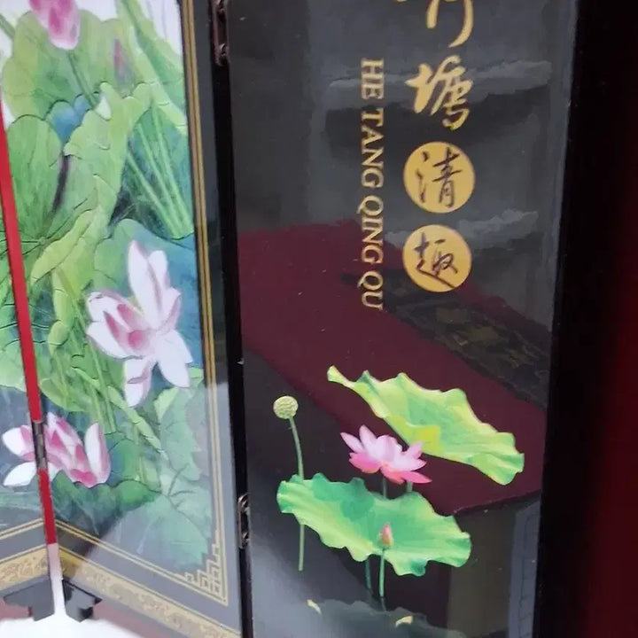 [BUNJANG] Miniature Folding Screen with Lotus Flower Design / 고급스러운 연꽃 미니 병풍