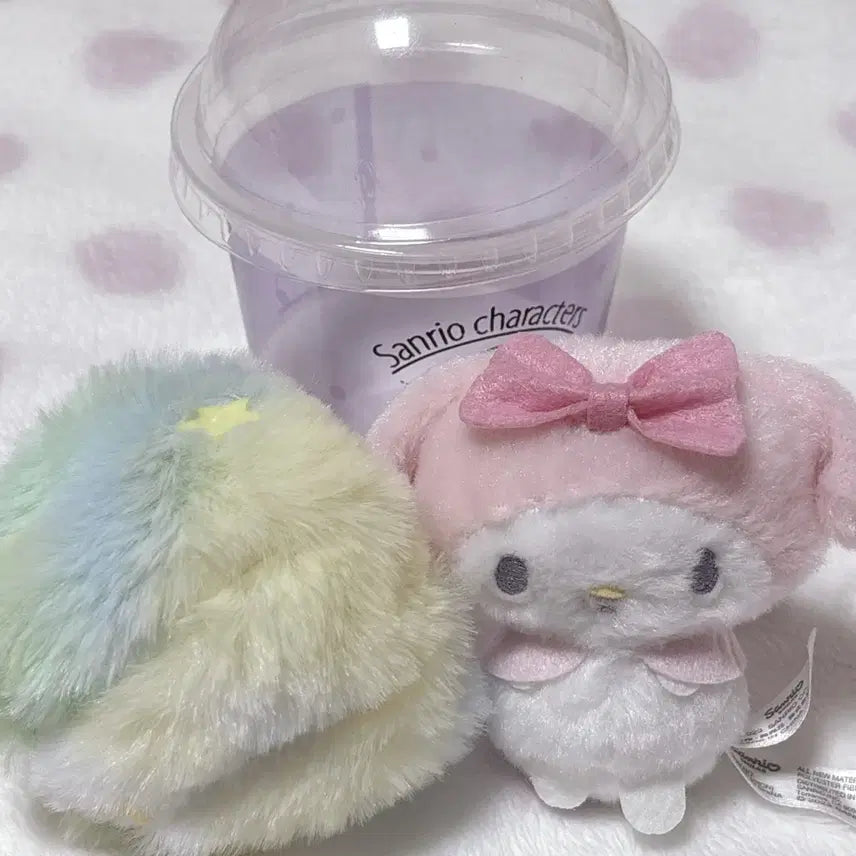 [BUNJANG] Sanrio My Melody Cotton Candy Plush / 산리오 마이멜로디 솜사탕 인형 + 마멜 스티커 등등 일괄