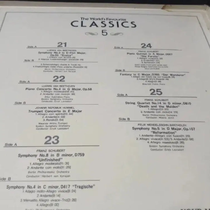 [BUNJANG] Beethoven, Schubert, Mendelssohn 5-LP Box Set / 베토벤, 슈베르트, 멘델스존 박스반 5장세트