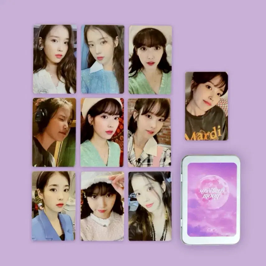 [BUNJANG] IU Strawberry Moon Tin Case Photocard Set / 아이유 스트로베리문 틴케이스 포카세트