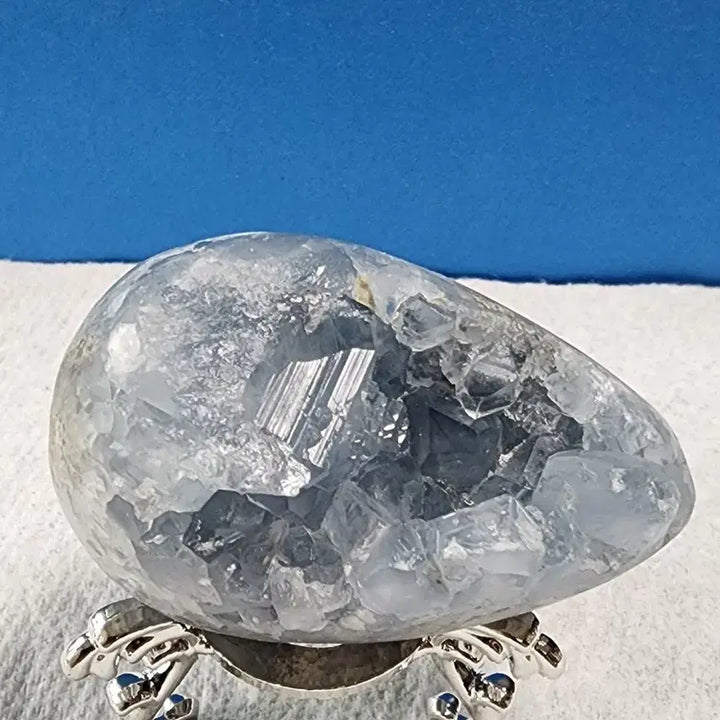 [BUNJANG] Natural Crystal Blue Quartz Rough Stone with Stand / 천연 크리스탈 블루수정 원석 + 받침대