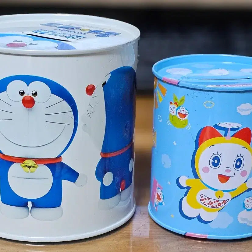 [BUNJANG] Doraemon Tin Case Coin Bank Set (2 Pieces) / 만화영화 도라에몽 틴케이스 저금통 2개