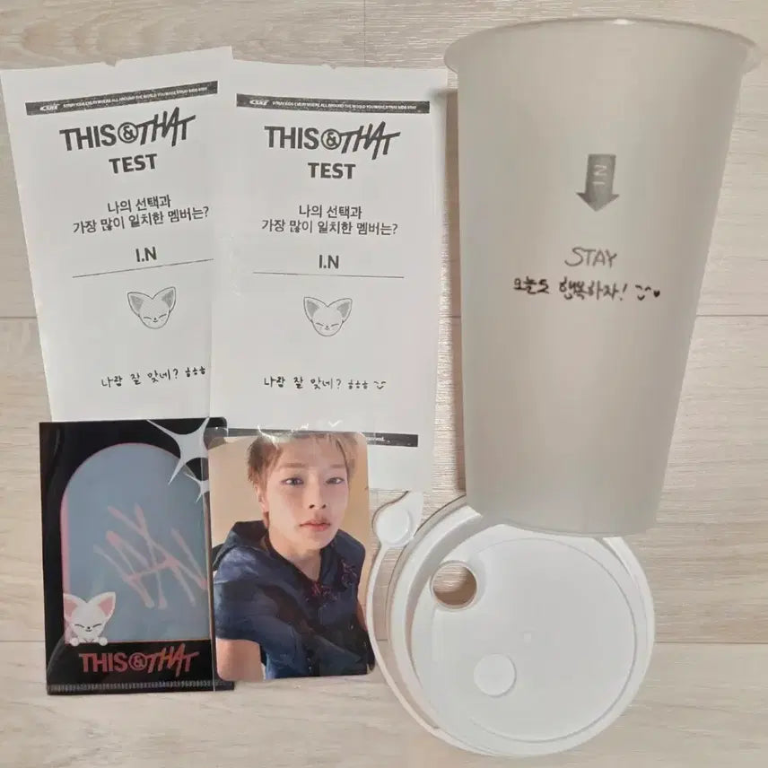 [BUNJANG] Stray Kids SKZ THIS MAN POP-UP Reusable Cup Mini File Lucky Draw Photocard I.N Bundle Set / 스키즈 스트레이키즈 디스앤댓 팝업 리유저블컵 미니파일 영수증 럭드포카 아이엔 폭시니 일괄