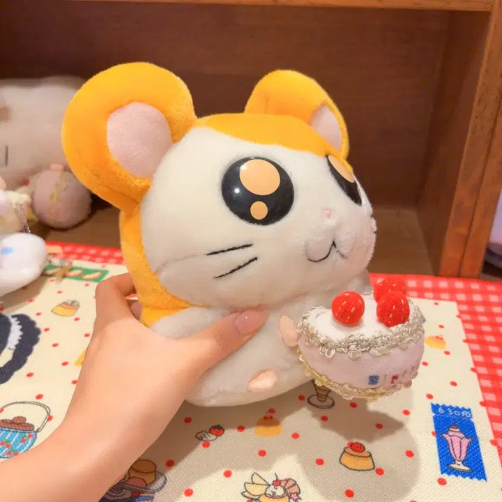 [BUNJANG] Vintage Hamtaro Strawberry Cake Dessert Plush Doll / 고전 방가방가 햄토리 햄스터 딸기 케이크 디저트 인형