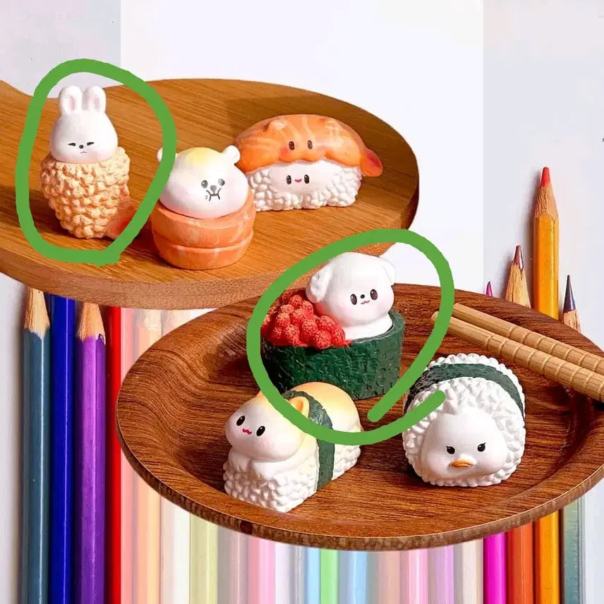 [BUNJANG] Assorted Animal Sushi Miniature Figures Bundle Set (Rabbit, Dog) / 랜덤 동물 초밥 미니어처 피규어 토끼, 강아지 일괄