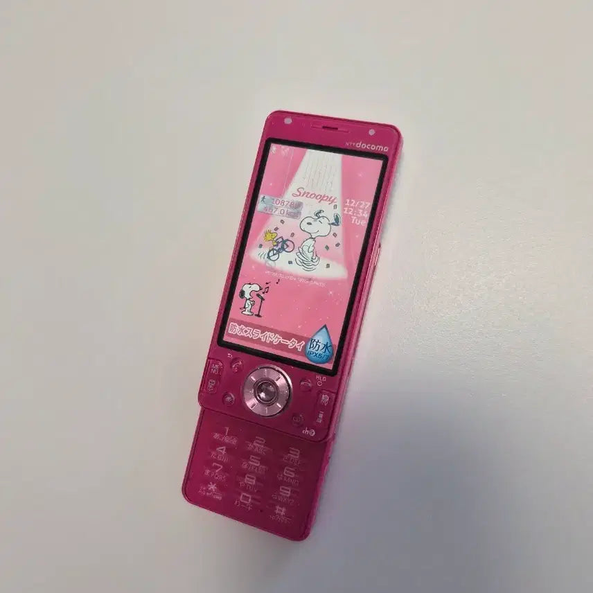 [BUNJANG] Docomo Snoopy Hot Pink Slide Mockup Phone / 고전 y2k 도코모 스누피 핫핑크 슬라이드 일본 핸드폰 모형폰 목업폰