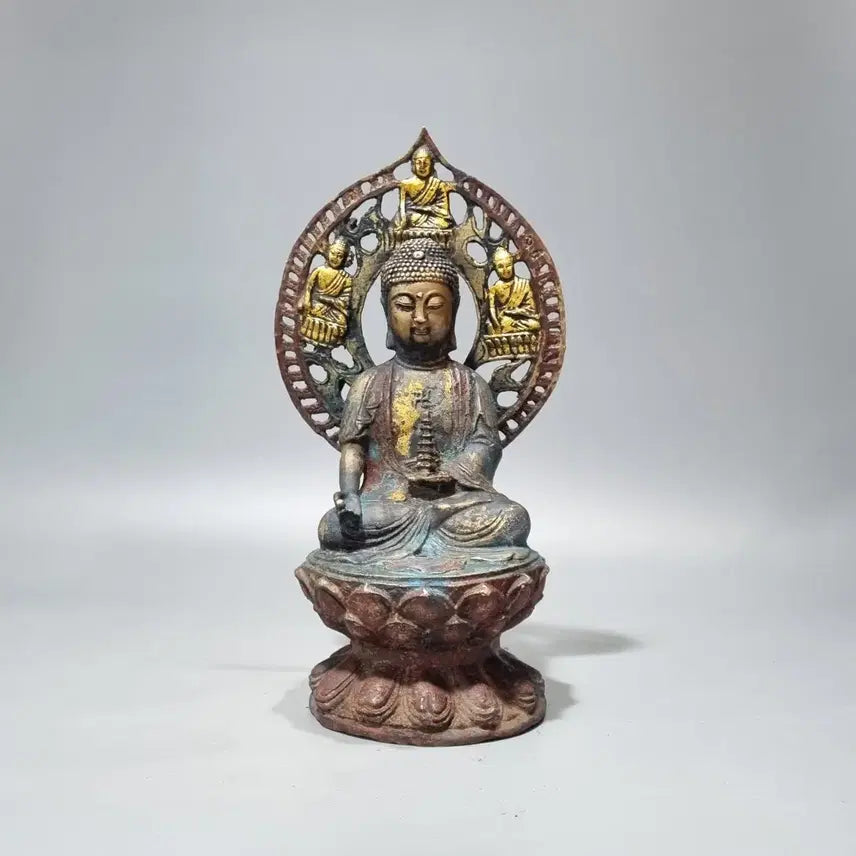 [BUNJANG] Vintage Bronze Seated Buddha Statue / 동 불상 석가모니 좌상 빈티지 장식품. 높이 36