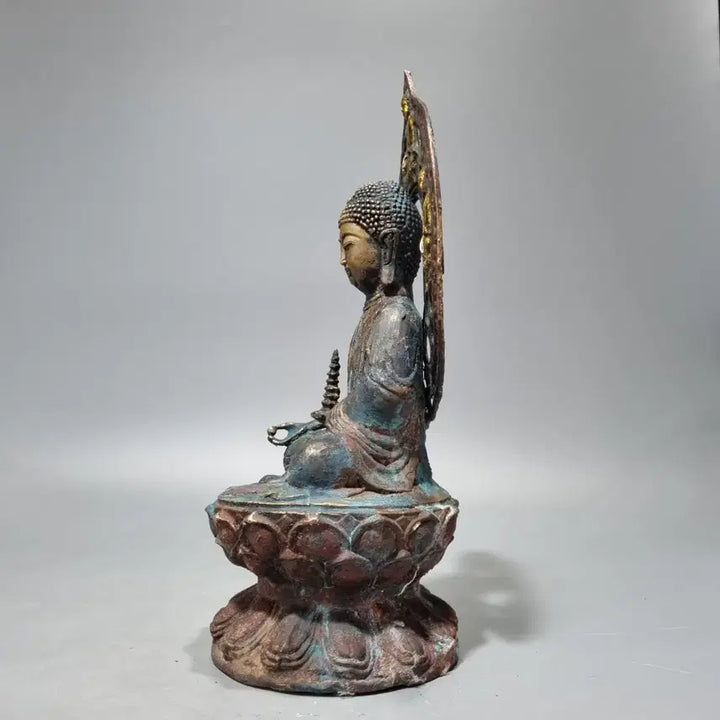 [BUNJANG] Vintage Bronze Seated Buddha Statue / 동 불상 석가모니 좌상 빈티지 장식품. 높이 36