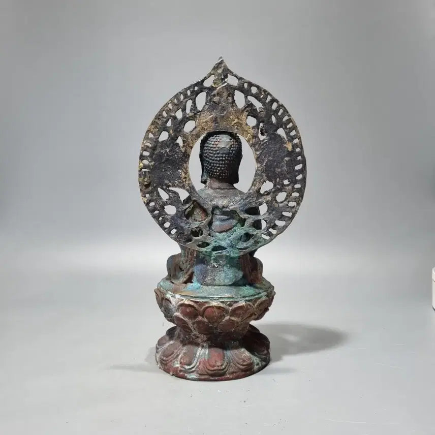 [BUNJANG] Vintage Bronze Seated Buddha Statue / 동 불상 석가모니 좌상 빈티지 장식품. 높이 36