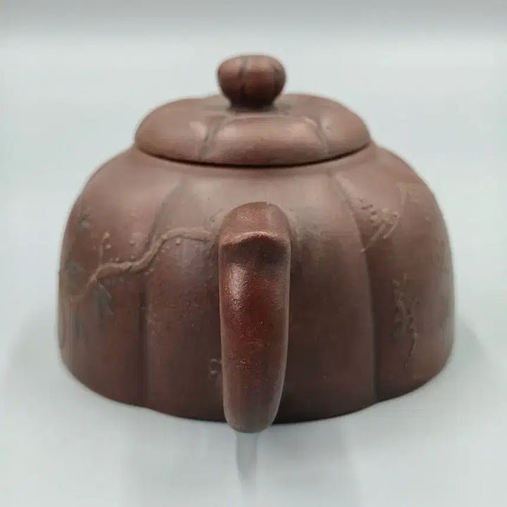[BUNJANG] Peach &amp; Calligraphy Decorated Zisha Teapot - Chinese Antique / 복숭아문 시문 자사호 자사 주전자 중국골동품 고미술품 수집품
