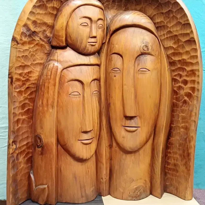 [BUNJANG] Hand-Carved Wooden Sculpture / 한가족 목조각 작품