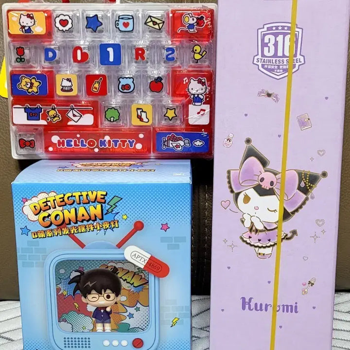 [BUNJANG] Sanrio Hello Kitty Large Keycap, Kuromi SUS316 Tumbler, Detective Conan Figures Bundle (Sealed New) / 산리오 정품 헬로키티 대왕키캡 / 쿠로미sus316텀블러/ 명탐정 코난 피규어 일괄(미개봉새상품)