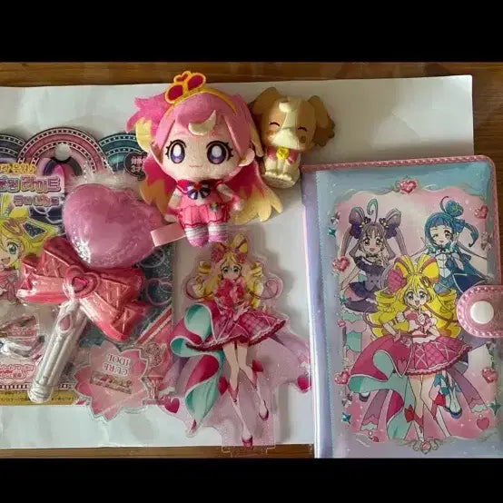 [BUNJANG] Wonderful Pretty Cure! Cure Yumeni Kōmugi Acrylic Plush &amp; Notebook Toy Bundle Set / 일괄)너랑 아이돌 프리큐어 원더풀 프리큐어 큐어 아이돌 코무기 아크릴 누이 수첩 완구