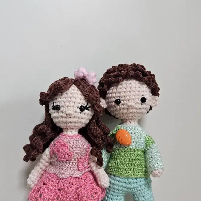 [BUNJANG] Hand-knitted Doll Couple Set / (새상품) 손뜨개인형 &