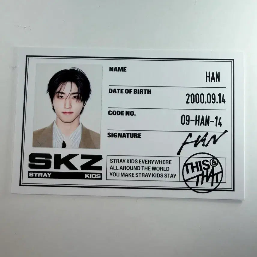 [BUNJANG] Stray Kids HAN ITZY THIS ver. ID Card / 스트레이 키즈 디스앤댓 THIS ver. 한지성 ID카드