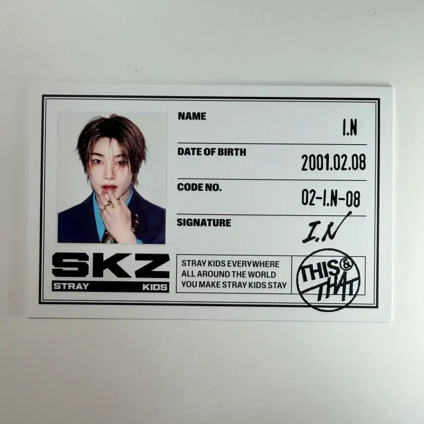 [BUNJANG] Stray Kids I.N THIS ver. ID Card / 스트레이 키즈 디스앤댓 THIS ver. 아이엔 ID카드