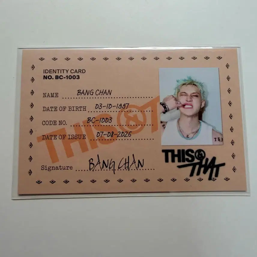 [BUNJANG] Stray Kids Bang Chan THIS &amp; THAT ID Card THAT ver. / 스트레이 키즈 디스앤댓 THAT ver. 방찬 ID카드