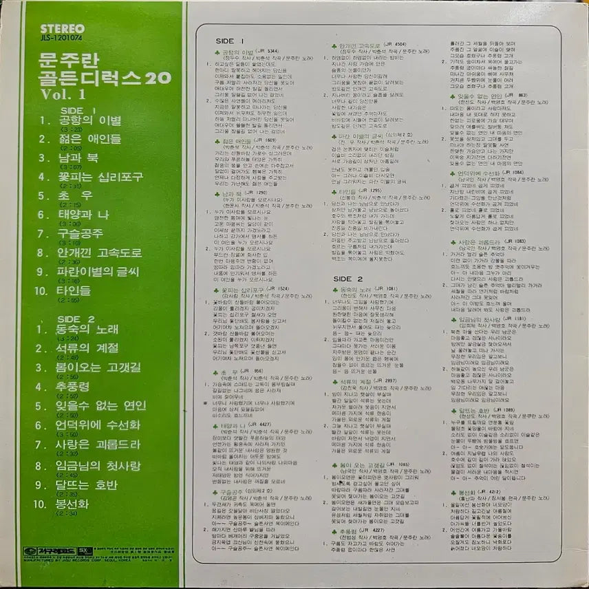 [BUNJANG] Moon Ju-ran Golden Deluxe (Vol.1) LP / 문주란 골든디럭스 (Vol.1) LP
