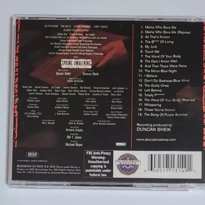 [BUNJANG] Spring Awakening Musical Album CD / 스프링 어웨이크닝 뮤지컬 앨범 시디 CD 조나단 그로프 레아 미셸 글리