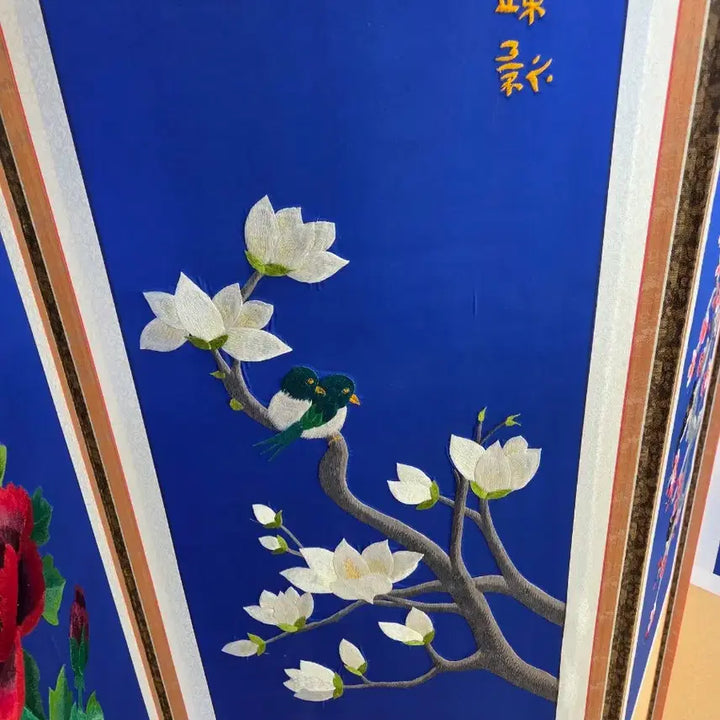 [BUNJANG] Traditional Korean Embroidery Folding Screen with Folk Painting / 전통 자수 병풍 민화 동양화. 택비별도