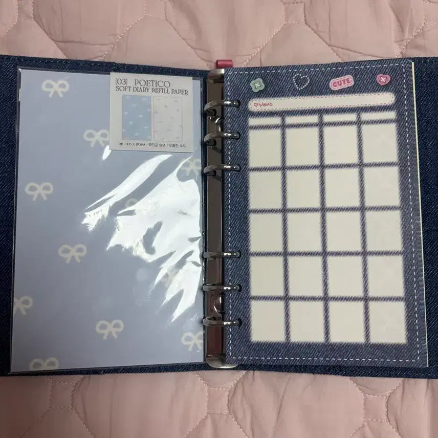 [BUNJANG] Sanrio 6-Hole Binder / 산리오 데님 바인더 6공 다이어리 속지