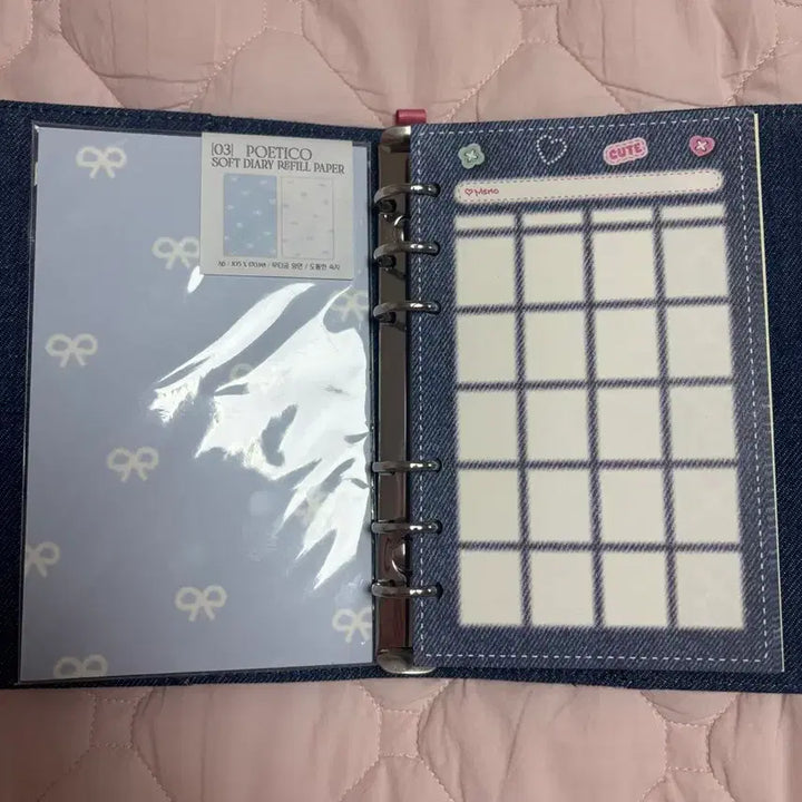 [BUNJANG] Sanrio 6-Hole Binder / 산리오 데님 바인더 6공 다이어리 속지