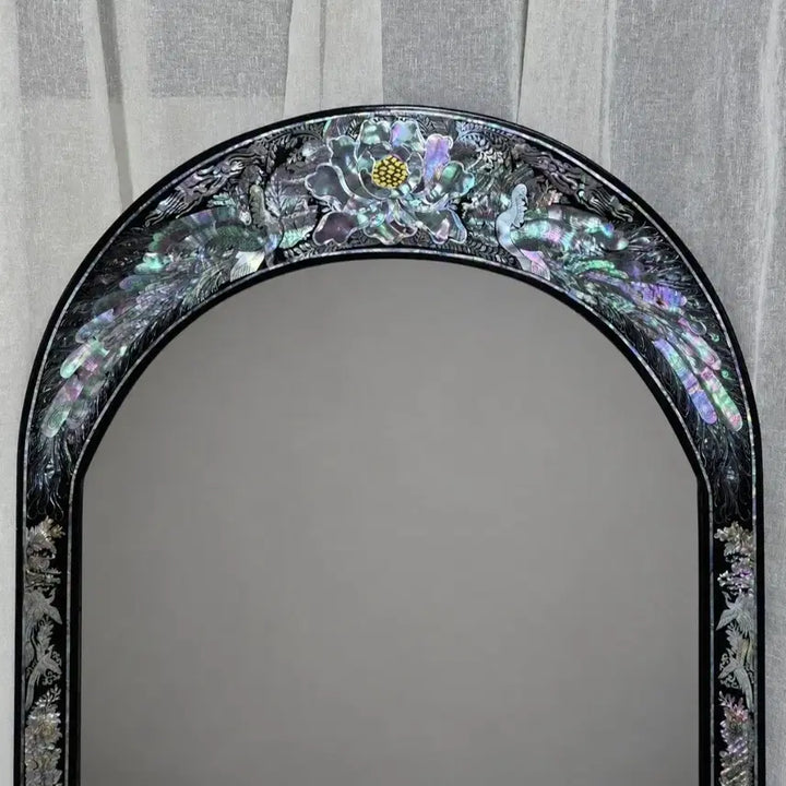 [BUNJANG] 1970s Vintage Tongyeong Mother-of-Pearl Vanity with Peacock and Floral Motifs / 70S 빈티지 통영자개 공작 화조문 화장대