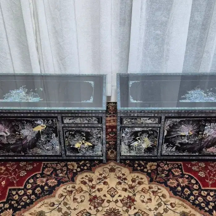 [BUNJANG] 1970s Vintage Tongyeong Mother-of-Pearl Cabinet with Peacock and Bird Motifs / 70S 빈티지 통영자개 공작 화조문 문갑