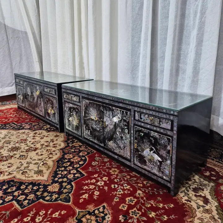 [BUNJANG] 1970s Vintage Tongyeong Mother-of-Pearl Cabinet with Peacock and Bird Motifs / 70S 빈티지 통영자개 공작 화조문 문갑