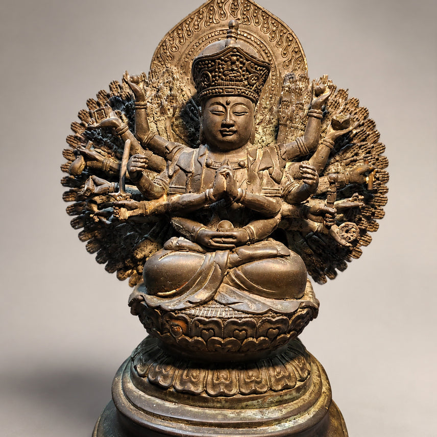 [BUNJANG] Handcrafted Thousand-Armed Kuan Yin Metal Statue (Approx. 21cm) / 천수천안관세음보살 (수공예) 약 21cm