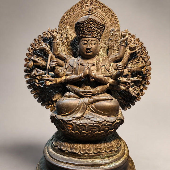 [BUNJANG] Handcrafted Thousand-Armed Kuan Yin Metal Statue (Approx. 21cm) / 천수천안관세음보살 (수공예) 약 21cm